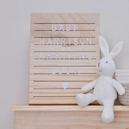 wooden letterboard baby room decor